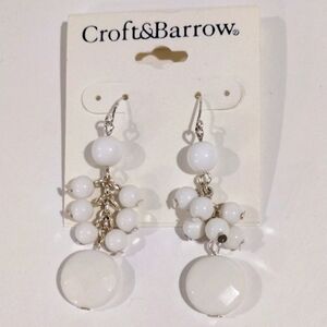 Croft & Barrow White Beaded Cluster Drop Dangle Earrings Women's Fashion Jewelry